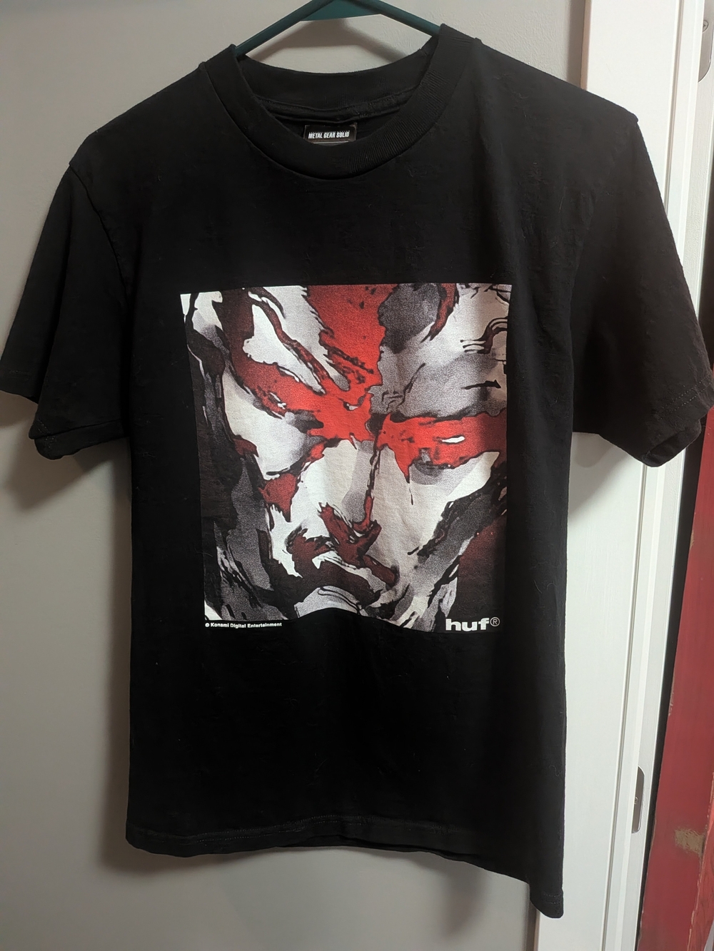 HUF Black Short-Sleeve Small Tee with Red and Gray Graphic